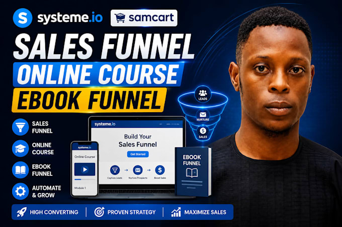 create systeme io samcart sales funnel systeme io online course ebook funnel