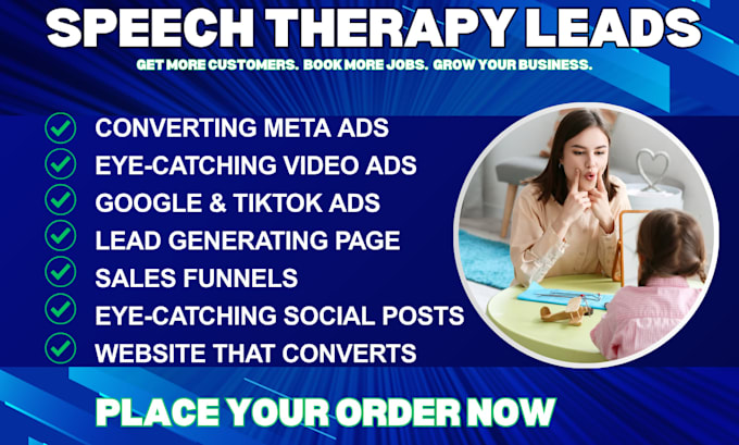 speech therapy leads speech pathologist leads clinic leads facebook, google ads