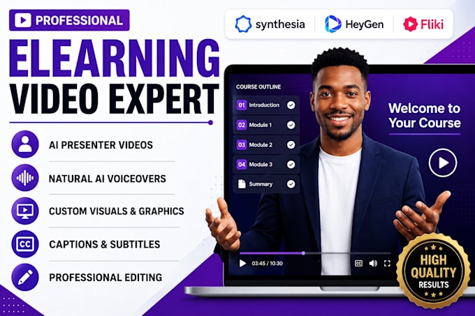 create online course video course elearning video with synthesia heygen fliki ai