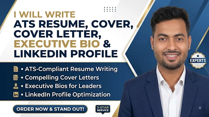write ats resume, cover letter, bio, and linkedin profile