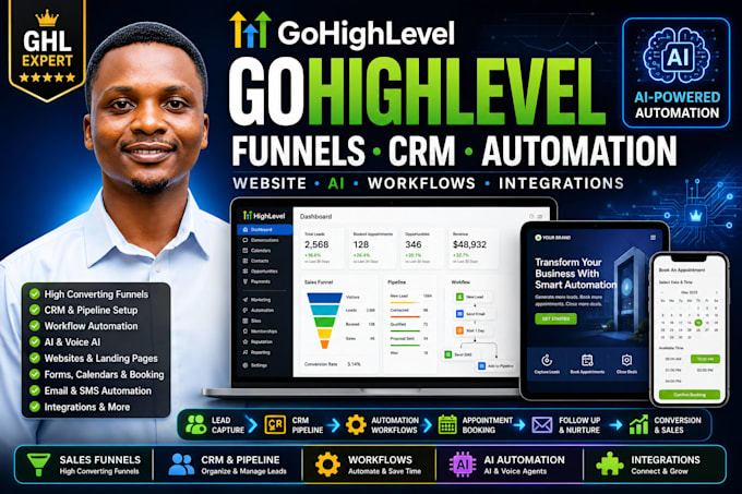 do gohighlevel sales funnel, ghl CRM workflow automation, ghl website expert