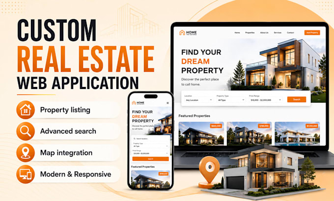 create a professional real estate website with map integration