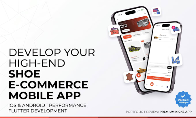 develop a custom flutter ecommerce app for ios and android