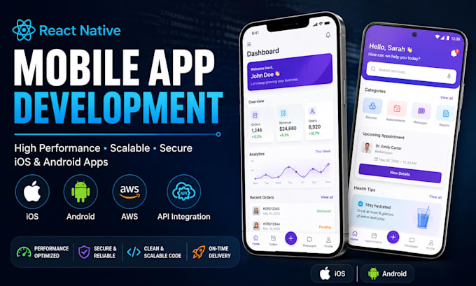develop a high quality react native app for ios and android