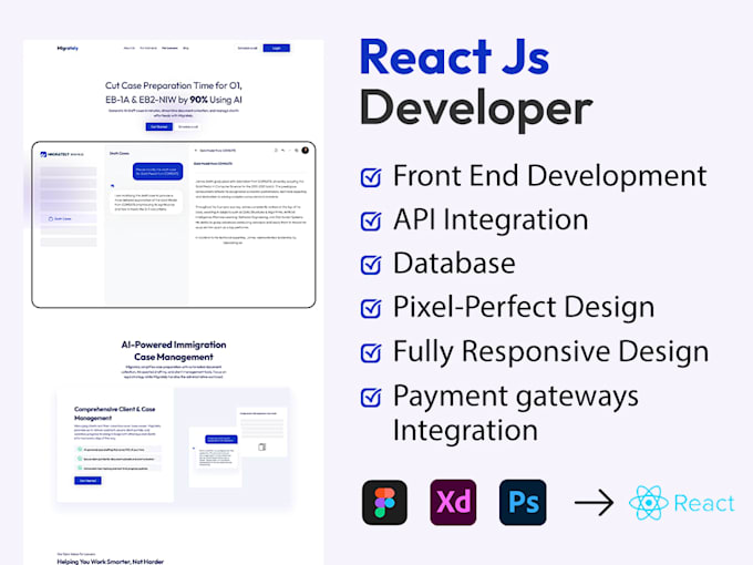convert figma, PSD or xd to react js website with responsive UI