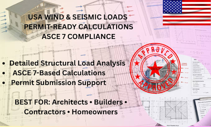 do USA seismic and wind load calculations for building permit approval