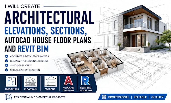 create architectural elevations sections autocad house floor plans and revit bim