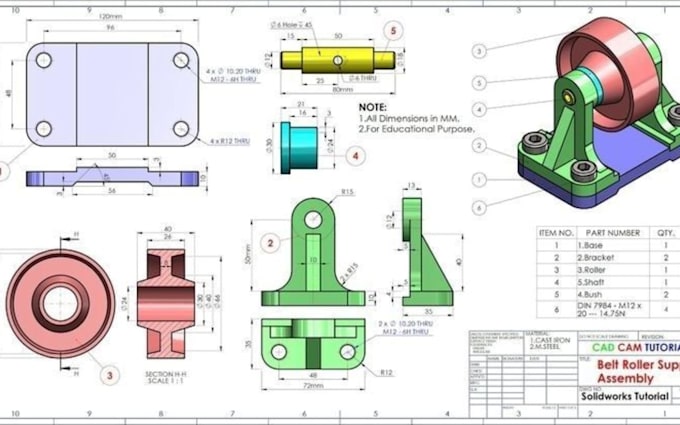 create shop drawing manufacturing solidwork 3d cad model cnc engineering drawing