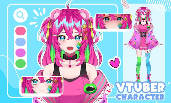 design and rig live2d vtuber model, 2d vtuber model, live2d model, vtuber model