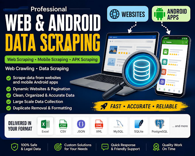 scrape data from websites and mobile android apps for you