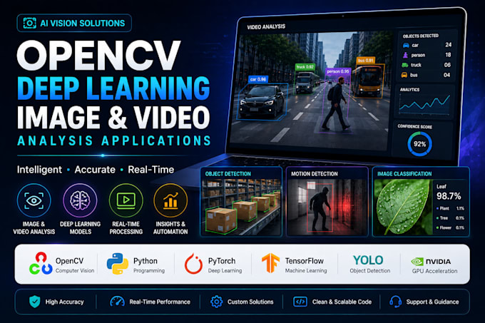 develop opencv object recognition, deep learning image and video analysis apps