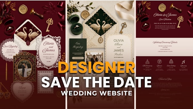 beautiful modern wedding website and save the date with live countdown