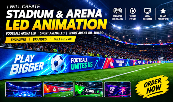 create realistic football stadium led ads videos arena led animation stadium ads