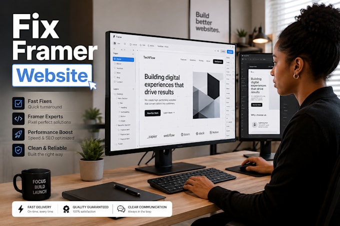 fix framer website design framer developer figma to framer website, landingpage