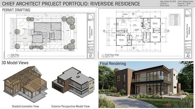 design and draft chief architect permit drawings, 3d and rendering