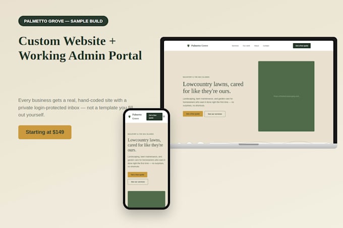 build a custom small business website with a working admin portal