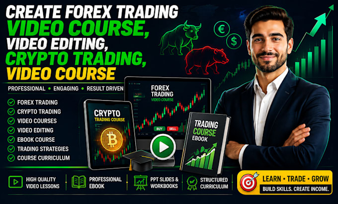create forex trading, video course, video editing, crypto trading, trading