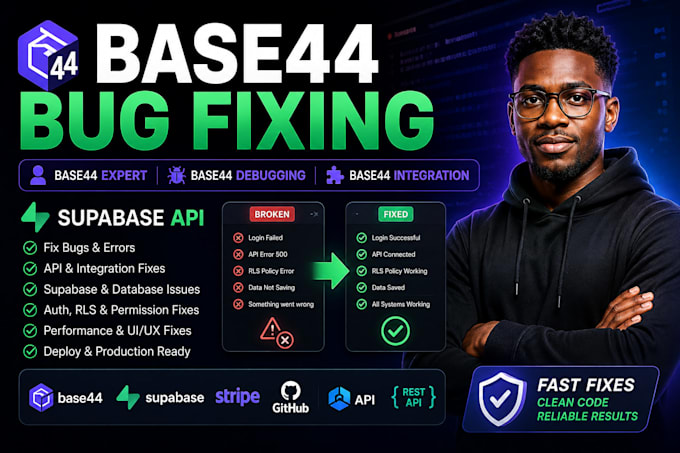 base44 bug fixing base44 expert base44 debugging base44 integration supabase api
