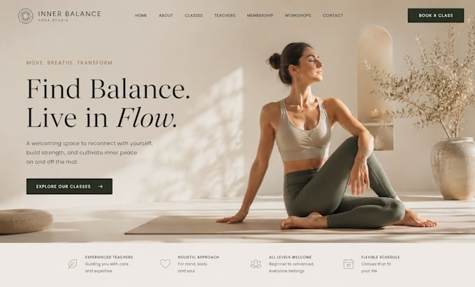 design squarespace yoga studio website yoga instructor website wellness website