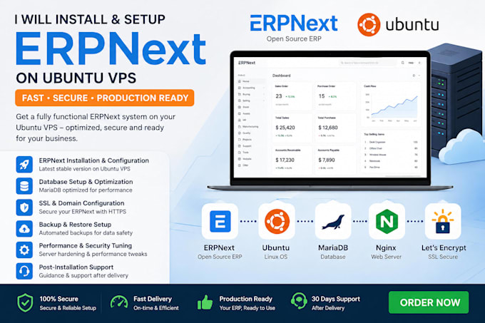 install and configure erpnext on ubuntu vps server