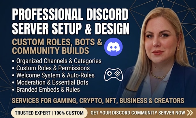 setup a custom discord server with roles, bots and design