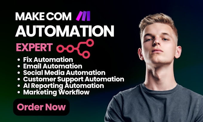 fix, build setup make automation, business workflows and makecom API integration