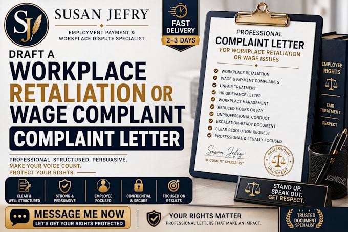 draft a workplace retaliation or wage complaint letter