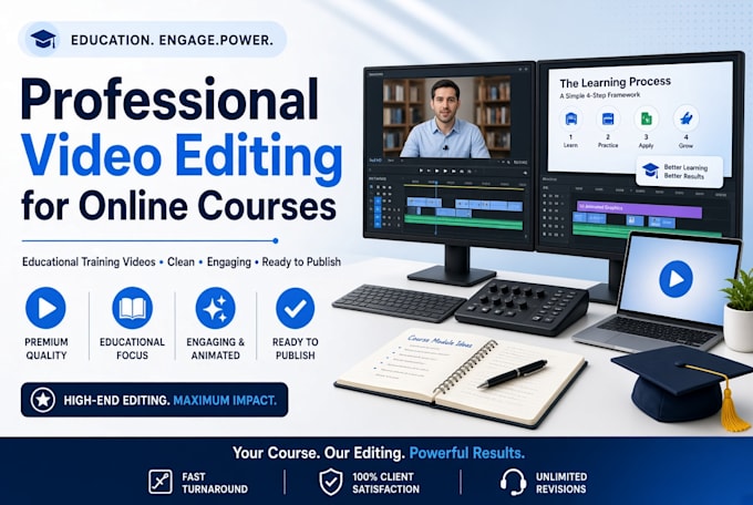 do video editing for online course training video for educational course content