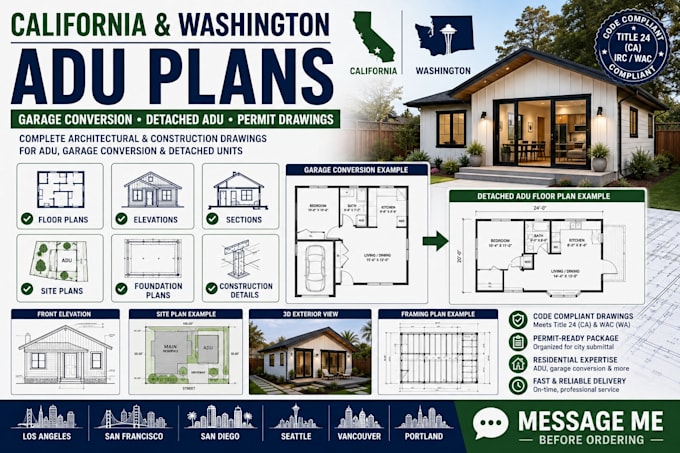 draw california and washington adu plans