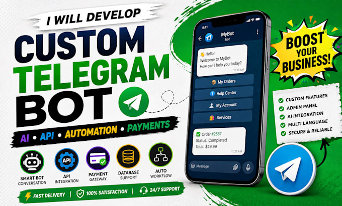 do custom telegram crypto discord python ai chat bot integration automation api