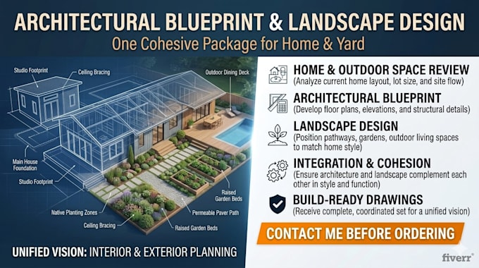 architectural blueprint and landscape architecture design drawings