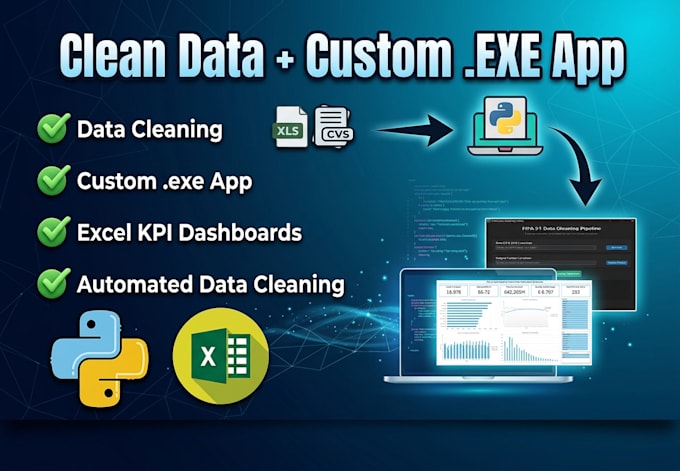 do python data cleaning, excel dashboards, and custom desktop apps