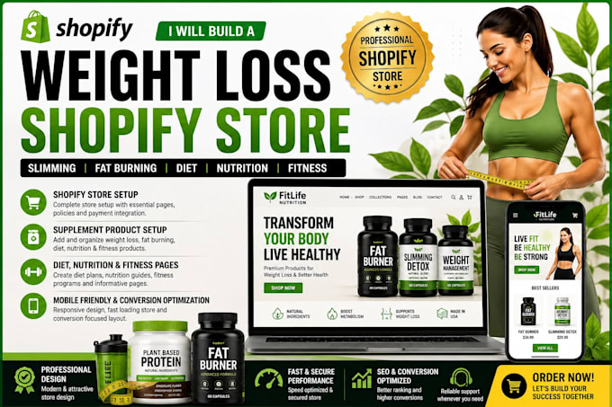 setup weight loss shopify store slimming fat burning supplement diet shopify web