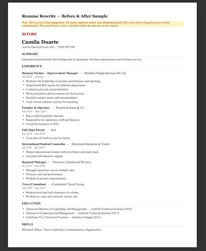 rewrite your resume and linkedin profile