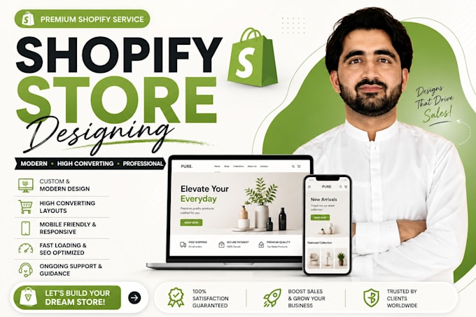 design shopify store, shopify website and dropshipping store