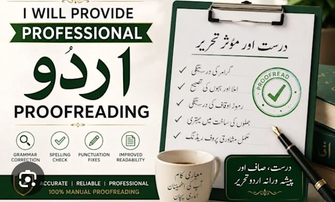 professionally proofread and edit urdu text