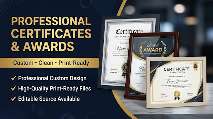 design professional certificates and awards