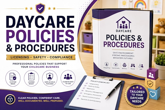 write daycare policies and procedures for licensing and compliance