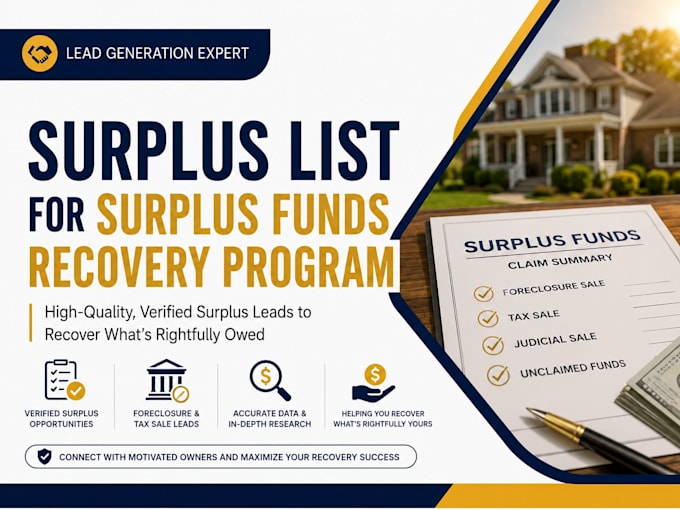 provide high value foreclosure surplus fund leads
