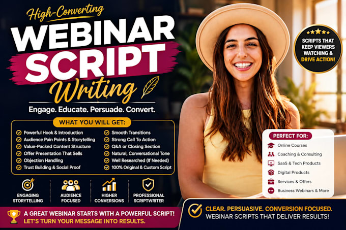 write a high converting webinar script for your business, course or product