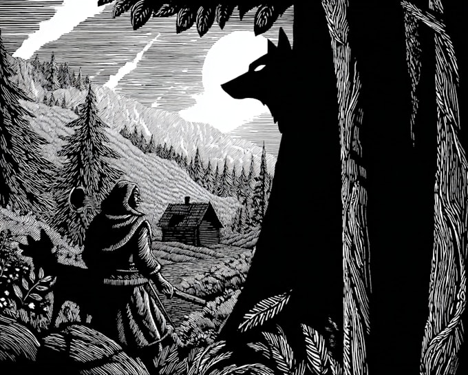 design artistic linocut illustrations for prints