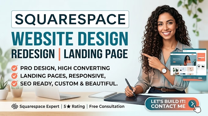 design squarespace website, redesign squarespace, or create squarespace