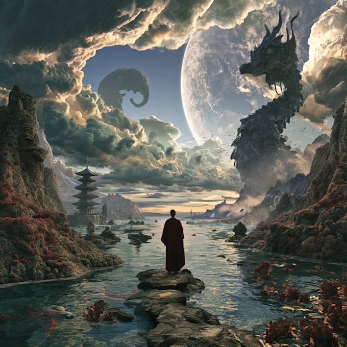create cinematic fantasy music cover artwork