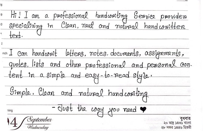 do simple, clean and natural handwriting
