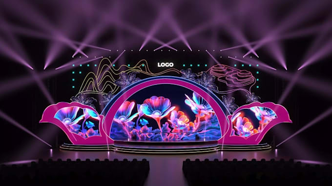 renew 3d event stage,hall,complete layout rendering,concert design,TV studio,set