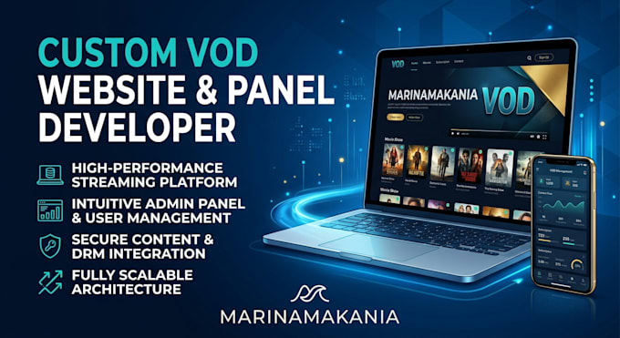 build modern vod website panel and app with custom cms