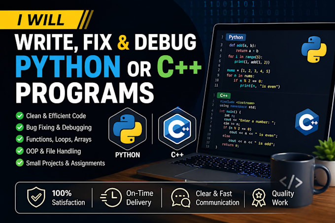 write, fix and debug python or c programs