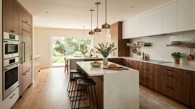 design your kitchen interior, 3d kitchen rendering and custom kitchen layout