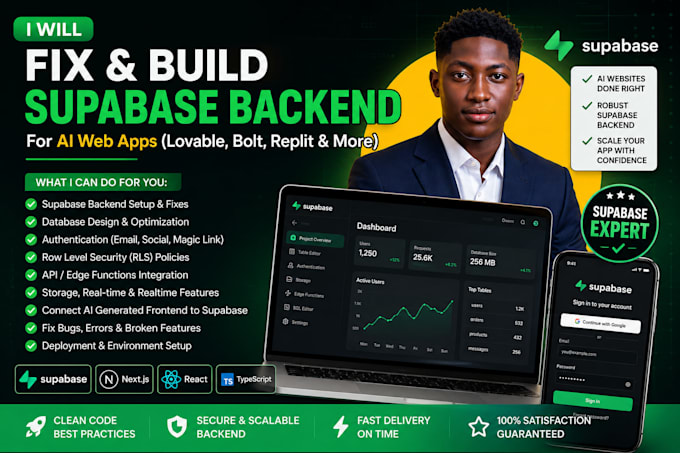 fix your lovable, bolt ai web apps, supabase backend
