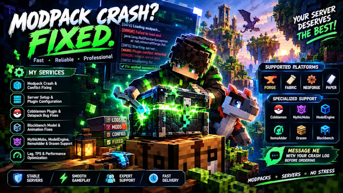 create fix minecraft modpacks crash, server bug, cobblemon, blockbench mythicmob